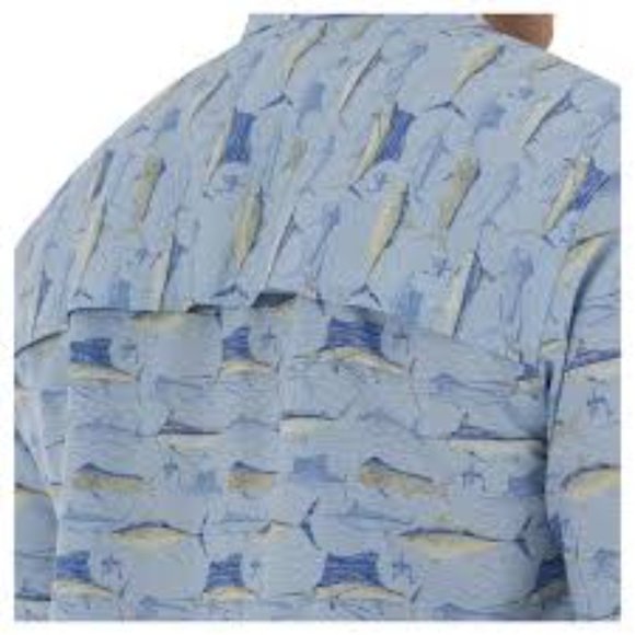 NEW Guy Harvey's Performance Fishing Blue Sport Button Down Shirt Mens Small - Picture 3 of 3